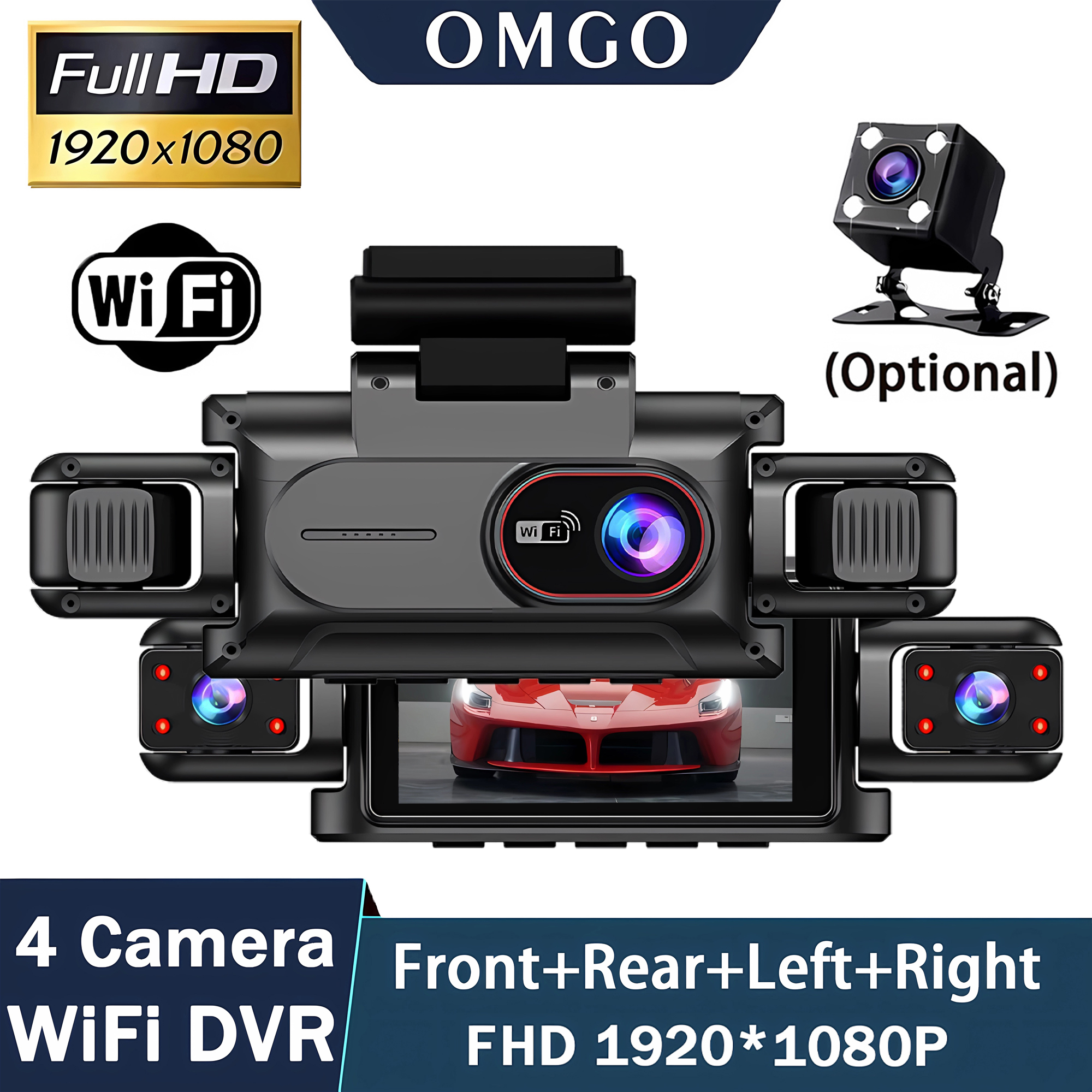 Car Accessories For Night Driving - Dashcam for cars 4 Channel Black