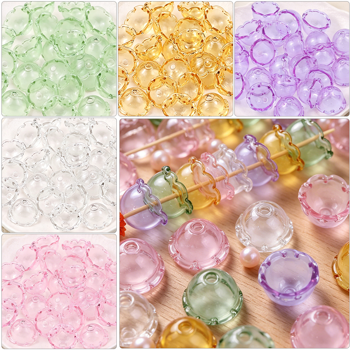 Car Accessories Bangkok - 23X14mm Glass Wind Bell Beads 2/6Pcs