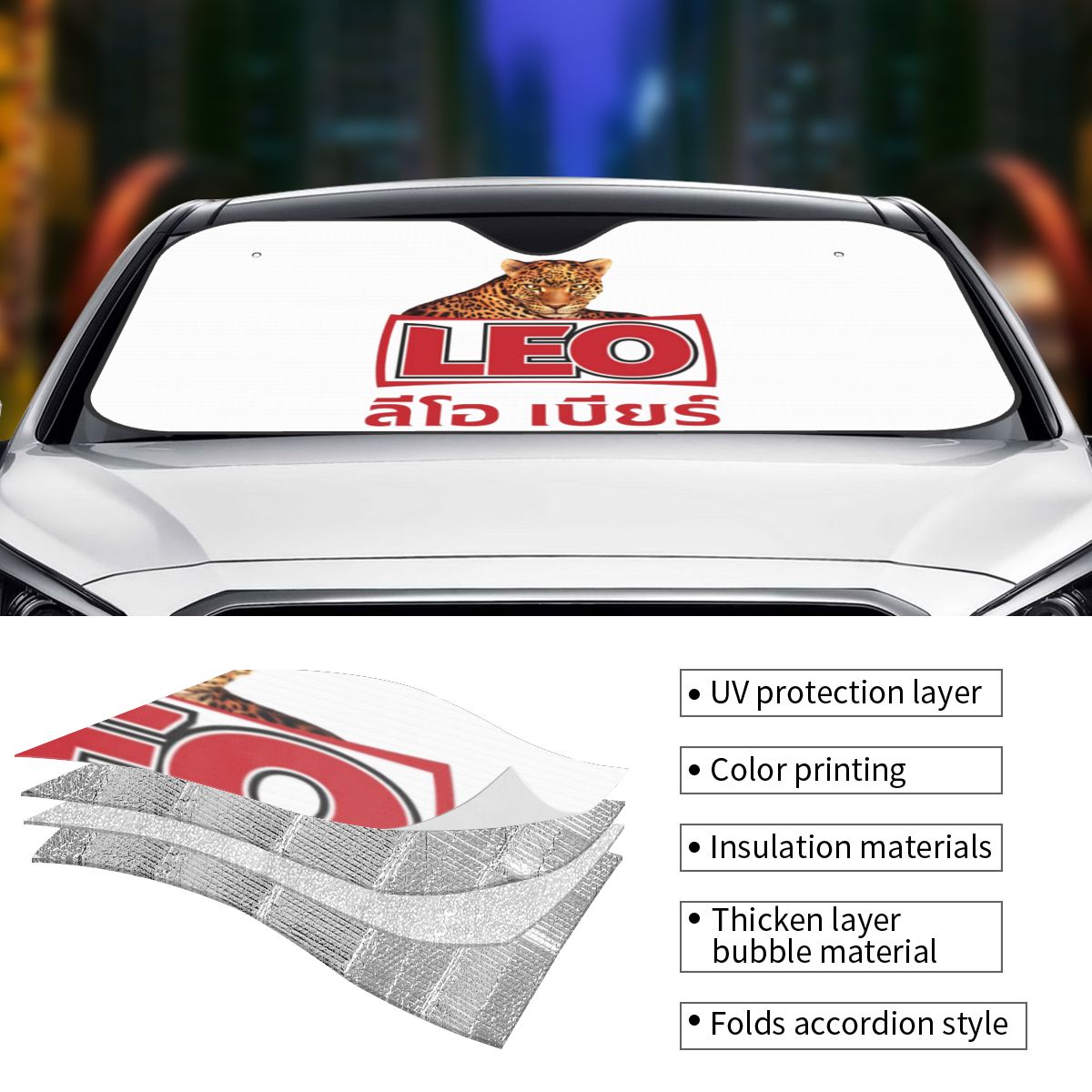 Leo Beer Bangkok Sunshade Wind - Car Accessories Bangkok incelemesi ve fiyatı