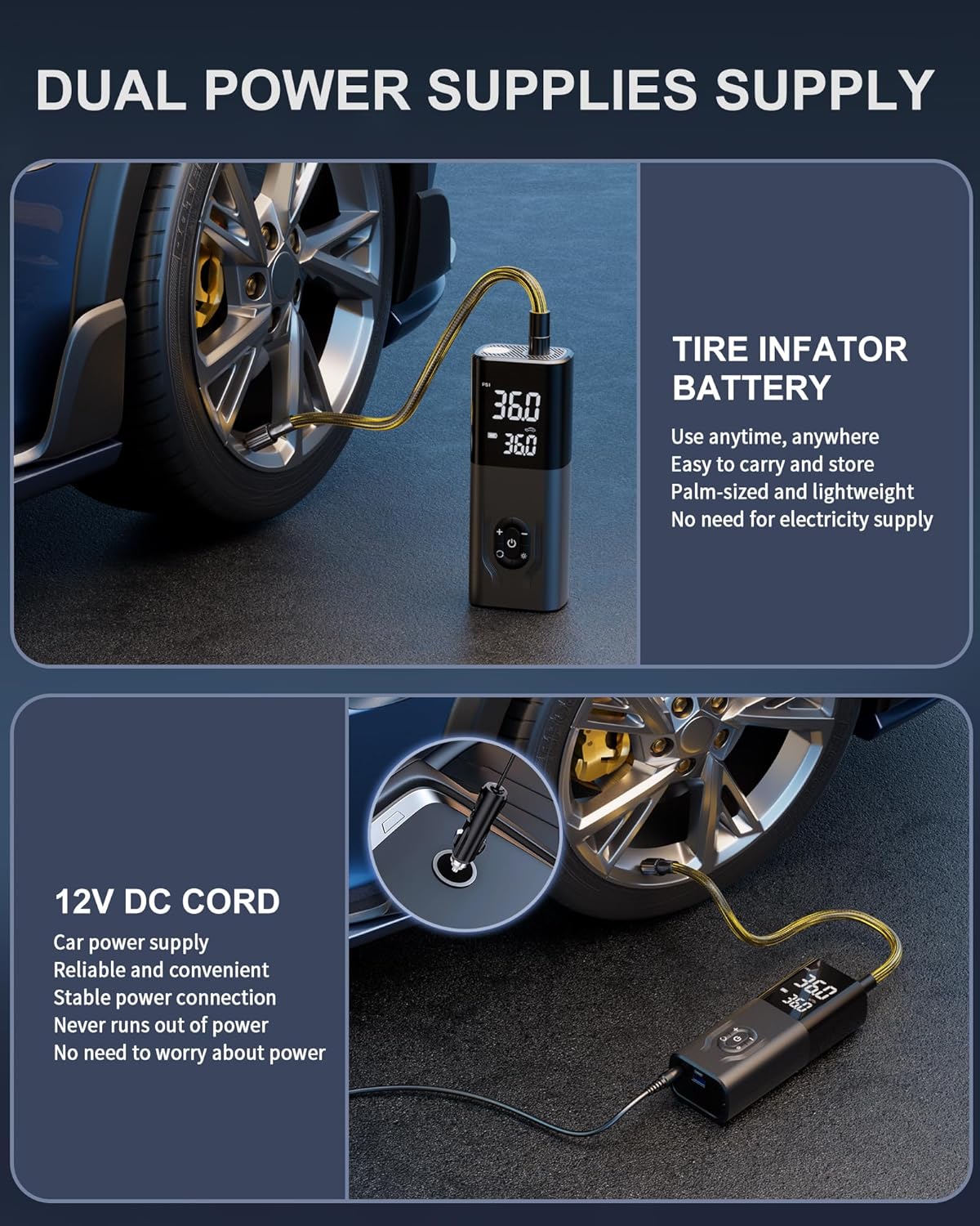 Portable Air Compressor 180PSI - Car Portable Tire Inflator incelemesi ve fiyatı